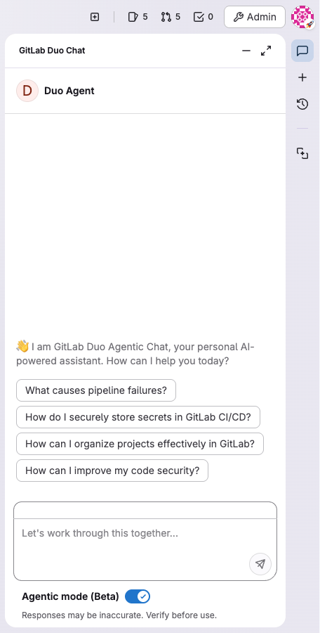 GitLab Duo buttons with the new UI